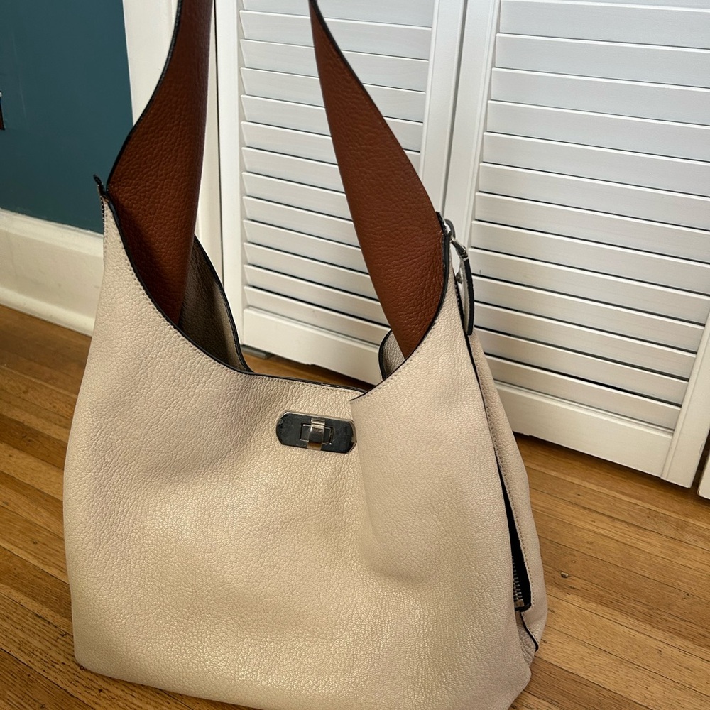 Marni Cream and Brown Leather Hobo Bag